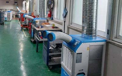 Use of Spot Cooler in Lathe Workshop